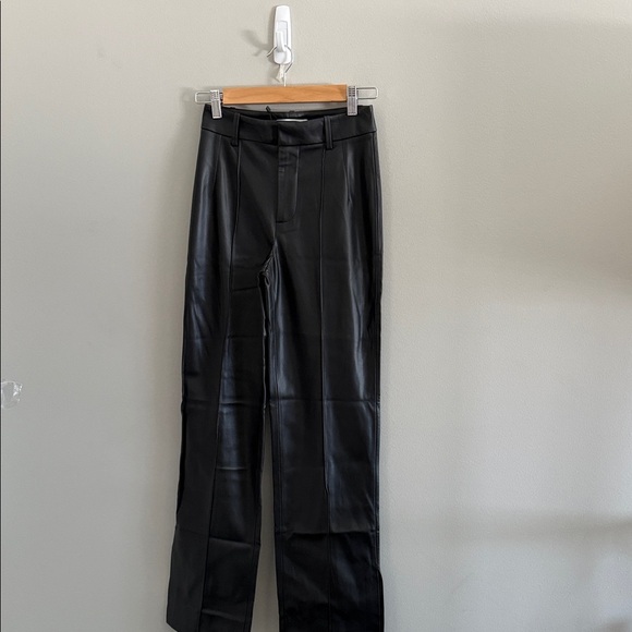 Mango Black Wide Leg Flare Pants with Ankle Slits - Picture 4 of 8
